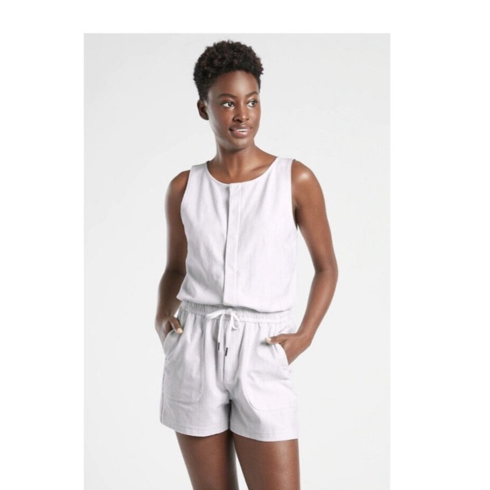 Athleta Farallom Romper White and Gray